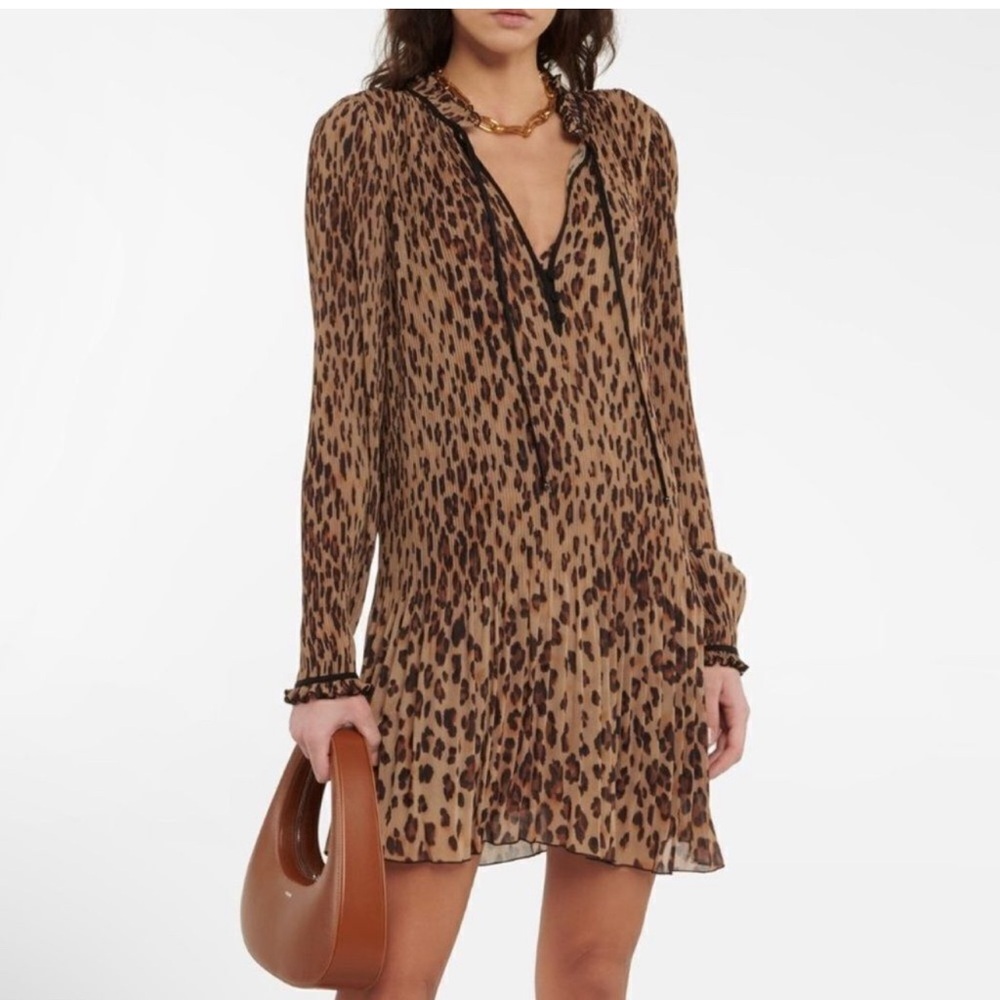 Veronica Beard Luvie Leopard Print Long Sleeve Dress